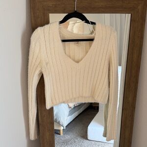 Urban Outfitters Cream V-Neck Sweater